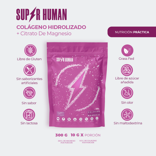 Colágeno Hidrolizado + Citrato De Magnesio Supr Human 300g.